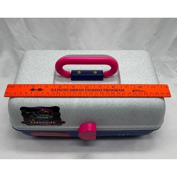 Vintage Caboodles Make Up Storage‎ Organizer Hard Case Mirror 2622 Gray Purple - Picture 10 of 12